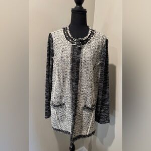 Chico's Black & White Tweed Sweater Luxury Inspired Parisian style Womens size 3
